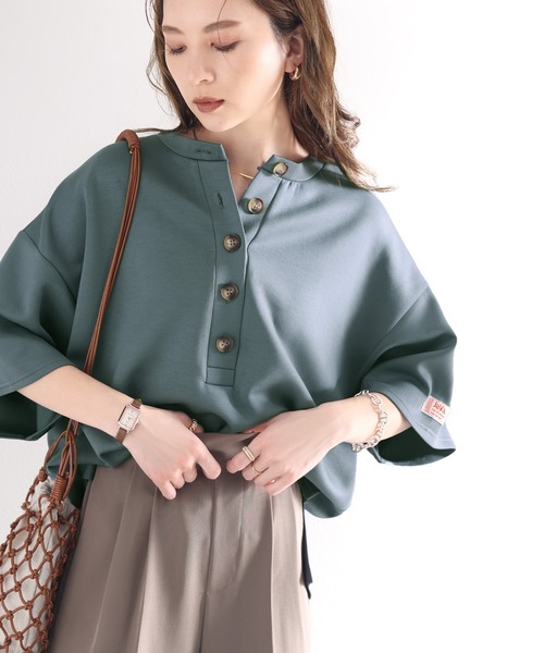 Java（ジャバ）の「《JaVaジャバ コラボ》大人の艶感。2wayダンボールニットヘンリートップス（Tシャツ/カットソー・レディース・ホワイト/ブラック/チャコールグレー/杢グレー/ネイビー/ベージュ/グレイッシュベージュ/ブラウン/グレー系その他/グリーン/ブルー・MEDIUM/LARGE/X-LARGE/XX-LARGE/SMALL）」の17枚目の写真