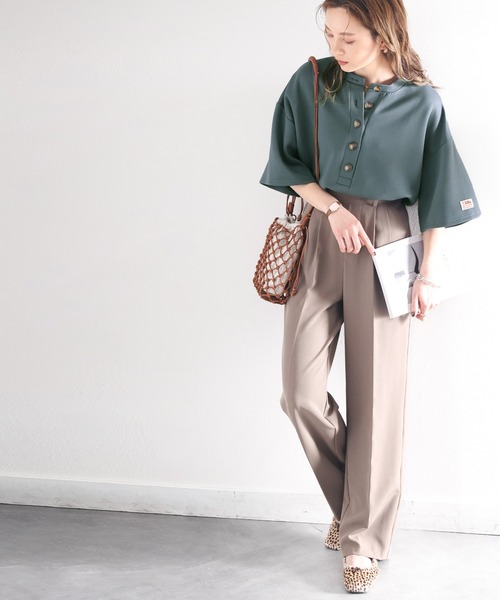 Java（ジャバ）の「《JaVaジャバ コラボ》大人の艶感。2wayダンボールニットヘンリートップス（Tシャツ/カットソー・レディース・ホワイト/ブラック/チャコールグレー/杢グレー/ネイビー/ベージュ/グレイッシュベージュ/ブラウン/グレー系その他/グリーン/ブルー・MEDIUM/LARGE/X-LARGE/XX-LARGE/SMALL）」の18枚目の写真