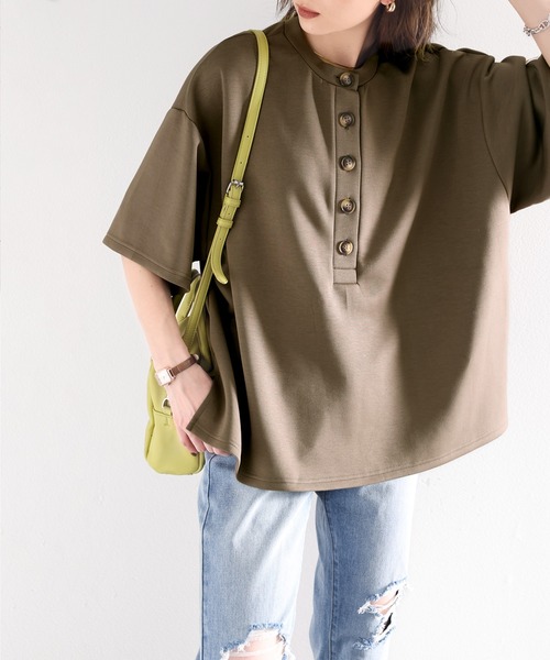 Java（ジャバ）の「《JaVaジャバ コラボ》大人の艶感。2wayダンボールニットヘンリートップス（Tシャツ/カットソー・レディース・ホワイト/ブラック/チャコールグレー/杢グレー/ネイビー/ベージュ/グレイッシュベージュ/ブラウン/グレー系その他/グリーン/ブルー・MEDIUM/LARGE/X-LARGE/XX-LARGE/SMALL）」の21枚目の写真