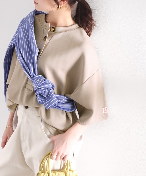 Java（ジャバ）の「《JaVaジャバ コラボ》大人の艶感。2wayダンボールニットヘンリートップス（Tシャツ/カットソー・レディース・ホワイト/ブラック/チャコールグレー/杢グレー/ネイビー/ベージュ/グレイッシュベージュ/ブラウン/グレー系その他/グリーン/ブルー・MEDIUM/LARGE/X-LARGE/XX-LARGE/SMALL）」の20枚目の写真