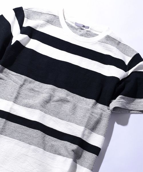 SHIPS(シップス)の「SU: 梨地 ボーダーカットソー(Tシャツ/カットソー・メンズ・オリーブ/ネイビー/グレー/ブラック/オレンジ・SMALL/MEDIUM/LARGE/X-LARGE)」の8枚目の写真