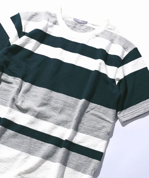 SHIPS(シップス)の「SU: 梨地 ボーダーカットソー(Tシャツ/カットソー・メンズ・オリーブ/ネイビー/グレー/ブラック/オレンジ・SMALL/MEDIUM/LARGE/X-LARGE)」の9枚目の写真
