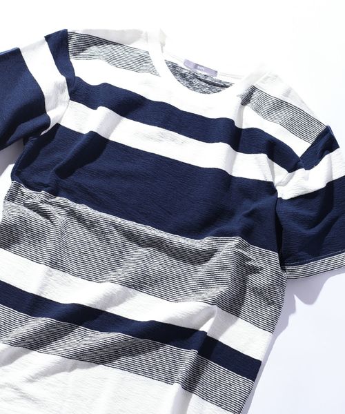 SHIPS(シップス)の「SU: 梨地 ボーダーカットソー(Tシャツ/カットソー・メンズ・オリーブ/ネイビー/グレー/ブラック/オレンジ・SMALL/MEDIUM/LARGE/X-LARGE)」の10枚目の写真