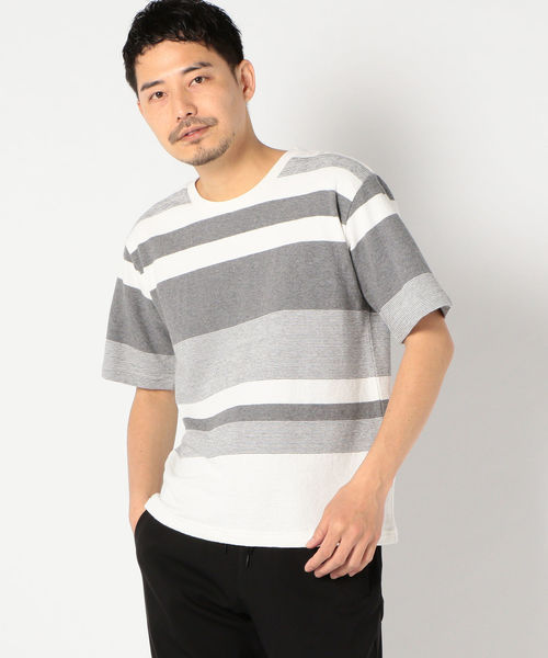 SHIPS(シップス)の「SU: 梨地 ボーダーカットソー(Tシャツ/カットソー・メンズ・オリーブ/ネイビー/グレー/ブラック/オレンジ・SMALL/MEDIUM/LARGE/X-LARGE)」の13枚目の写真