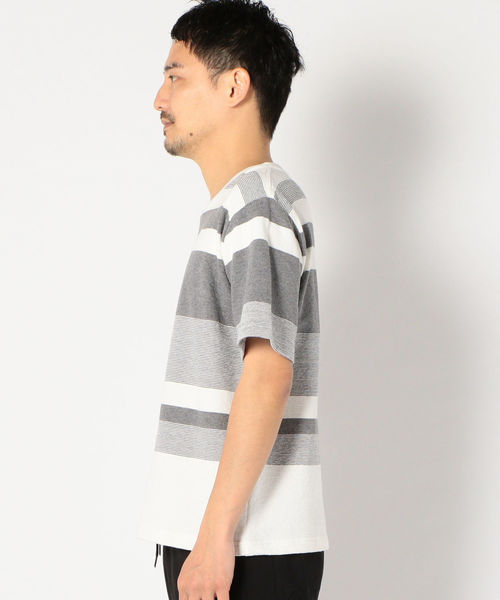 SHIPS(シップス)の「SU: 梨地 ボーダーカットソー(Tシャツ/カットソー・メンズ・オリーブ/ネイビー/グレー/ブラック/オレンジ・SMALL/MEDIUM/LARGE/X-LARGE)」の14枚目の写真