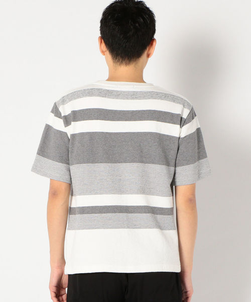 SHIPS(シップス)の「SU: 梨地 ボーダーカットソー(Tシャツ/カットソー・メンズ・オリーブ/ネイビー/グレー/ブラック/オレンジ・SMALL/MEDIUM/LARGE/X-LARGE)」の15枚目の写真