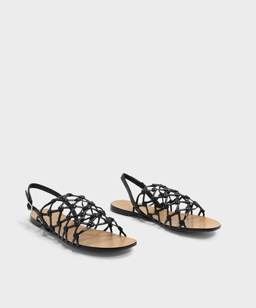 CHARLES & KEITH(チャールズ & キース)の「キトンウィーブサンダル / KNOTTED WEAVE SANDALS(サンダル・レディース・ホワイト/ブラック・23.5cm/25cm/24.5cm/23cm)」の3枚目の写真