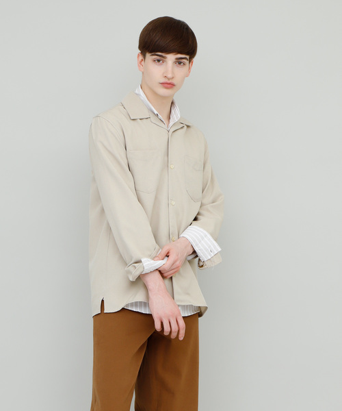 EMMA CLOTHES（エマクローズ）の「ワイドシルエット長袖オープンカラーシャツ（シャツ/ブラウス・メンズ・ライトグレー/ブラック/ネイビー/ライトベージュ・M/L）」の3枚目の写真