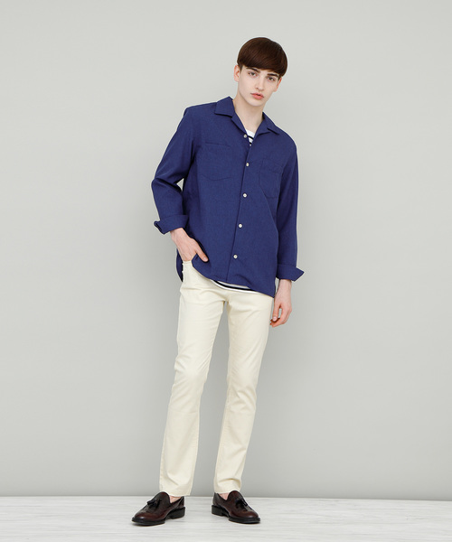 EMMA CLOTHES（エマクローズ）の「ワイドシルエット長袖オープンカラーシャツ（シャツ/ブラウス・メンズ・ライトグレー/ブラック/ネイビー/ライトベージュ・M/L）」の8枚目の写真