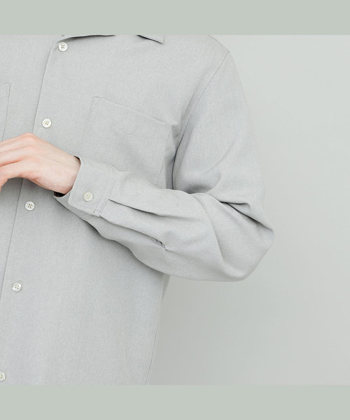 EMMA CLOTHES（エマクローズ）の「ワイドシルエット長袖オープンカラーシャツ（シャツ/ブラウス・メンズ・ライトグレー/ブラック/ネイビー/ライトベージュ・M/L）」の12枚目の写真