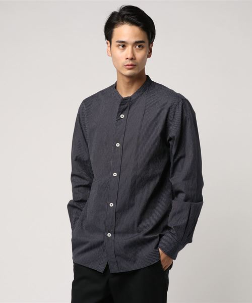 MHL. 美品 大き目 メンズM コットン 長袖 シャツ えんじ エムエイチエル 美品/ MHL. エムエイチエル マーガレットハウエル 21年 596
