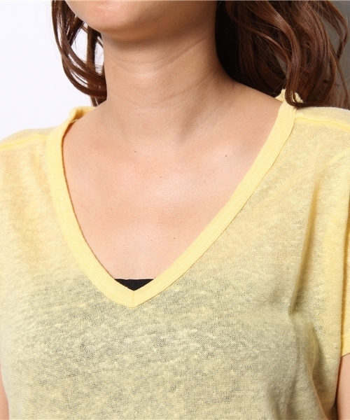 TOMMY HILFIGER（トミーヒルフィガー）の「SUNSET V-NECK TEE（Tシャツ/カットソー・レディース・ホワイト/イエロー・SMALL/MEDIUM）」の4枚目の写真