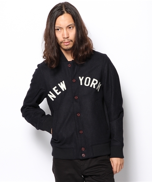 WEGO（ウィゴー）の「WEGO/NEWYORKメルトンスタジャン（スタジャン・メンズ・グレー/ネイビー/ロイヤルブルー・MEDIUM/LARGE）」の3枚目の写真