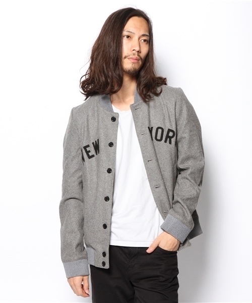 WEGO（ウィゴー）の「WEGO/NEWYORKメルトンスタジャン（スタジャン・メンズ・グレー/ネイビー/ロイヤルブルー・MEDIUM/LARGE）」の7枚目の写真