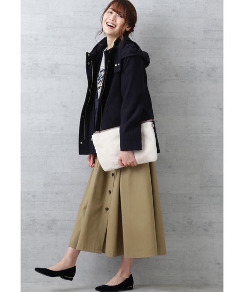 NATURAL BEAUTY BASIC（ナチュラルビューティーベーシック）の「ライナー付きメルトンフーデットブルゾン（ブルゾン・レディース・ネイビー/カーキ/グリーン系その他7・SMALL/MEDIUM/LARGE）」の9枚目の写真