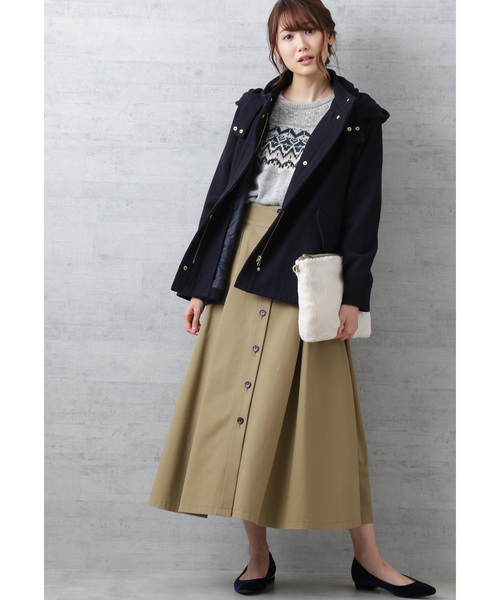 NATURAL BEAUTY BASIC（ナチュラルビューティーベーシック）の「ライナー付きメルトンフーデットブルゾン（ブルゾン・レディース・ネイビー/カーキ/グリーン系その他7・SMALL/MEDIUM/LARGE）」の8枚目の写真