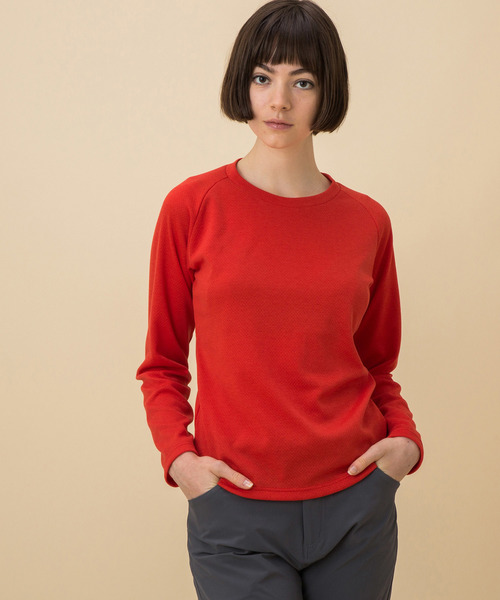 AIGLE(エーグル)の「プリマロフトロングスリーブTシャツ(Tシャツ/カットソー・レディース・ヘザーグレー/クリアレッド・MEDIUM/LARGE)」の1枚目の写真