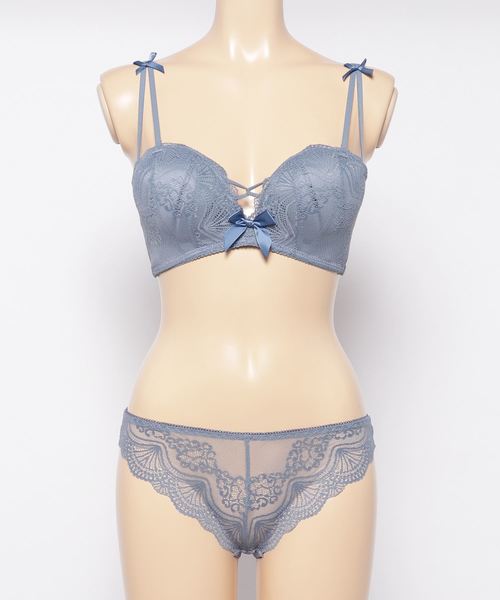 tu-hacci（ツーハッチ）の「弾けるようなバストへ！ソフトワイヤークラシックレースブラ&ショーツSET（ブラ&ショーツ・レディース・グレイッシュブルー/ブラック/スモークピンク/ベージュ×ブラック/ワイン/ライトグレー/カーキ・75/70/80/85/B70/B75/B85/C75/D70/D75/B80/C70/A70/A75/B65/C65/D65/C80/D80）」の10枚目の写真