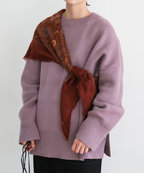 select MOCA（セレクトモカ）の「リブスリーブルーズニット（ニット/セーター・レディース・ベージュ/ブラウン/チャコール/ラベンダー/アイボリー/ライトカーキ・FREE）」の6枚目の写真