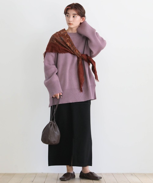 select MOCA（セレクトモカ）の「リブスリーブルーズニット（ニット/セーター・レディース・ベージュ/ブラウン/チャコール/ラベンダー/アイボリー/ライトカーキ・FREE）」の12枚目の写真