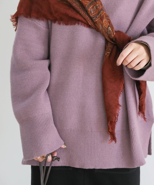 select MOCA（セレクトモカ）の「リブスリーブルーズニット（ニット/セーター・レディース・ベージュ/ブラウン/チャコール/ラベンダー/アイボリー/ライトカーキ・FREE）」の9枚目の写真