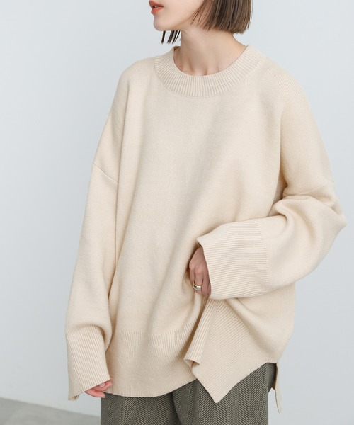 select MOCA（セレクトモカ）の「リブスリーブルーズニット（ニット/セーター・レディース・ベージュ/ブラウン/チャコール/ラベンダー/アイボリー/ライトカーキ・FREE）」の22枚目の写真