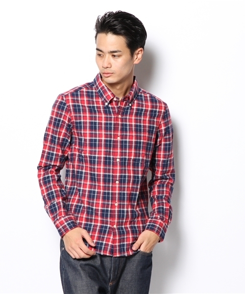 UNION STATION（ユニオンステーション）の「ネルチェックBDシャツ（シャツ/ブラウス・メンズ・ブルー/ネイビー/トリコロール・MEDIUM/LARGE/LL）」の3枚目の写真