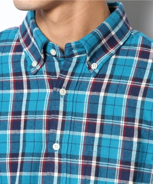 UNION STATION（ユニオンステーション）の「ネルチェックBDシャツ（シャツ/ブラウス・メンズ・ブルー/ネイビー/トリコロール・MEDIUM/LARGE/LL）」の7枚目の写真