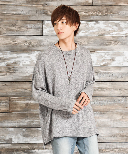 MinoriTY（マイノリティ）の「オーバーサイズクルーネックニットソー（ニット/セーター・メンズ・ブラック/ベージュ/ネイビー/カーキ/グリーン/杢グレー/ワイン・M/L）」の3枚目の写真