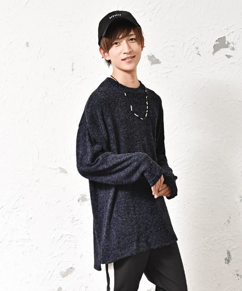 MinoriTY（マイノリティ）の「オーバーサイズクルーネックニットソー（ニット/セーター・メンズ・ブラック/ベージュ/ネイビー/カーキ/グリーン/杢グレー/ワイン・M/L）」の6枚目の写真