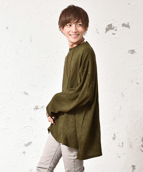 MinoriTY（マイノリティ）の「オーバーサイズクルーネックニットソー（ニット/セーター・メンズ・ブラック/ベージュ/ネイビー/カーキ/グリーン/杢グレー/ワイン・M/L）」の5枚目の写真