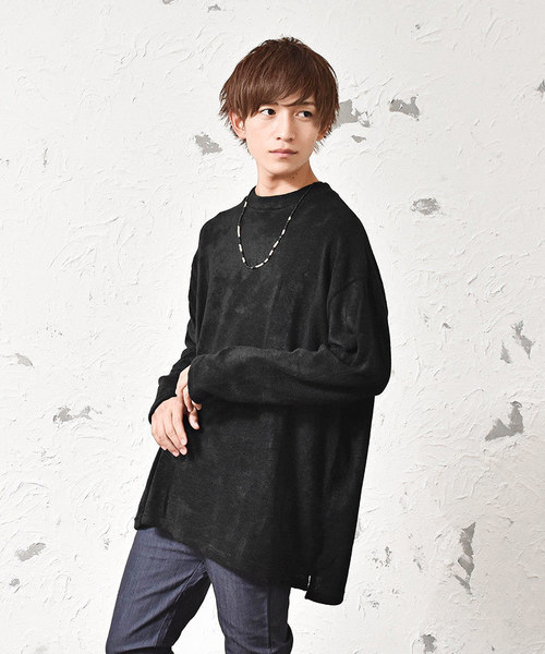 MinoriTY（マイノリティ）の「オーバーサイズクルーネックニットソー（ニット/セーター・メンズ・ブラック/ベージュ/ネイビー/カーキ/グリーン/杢グレー/ワイン・M/L）」の2枚目の写真
