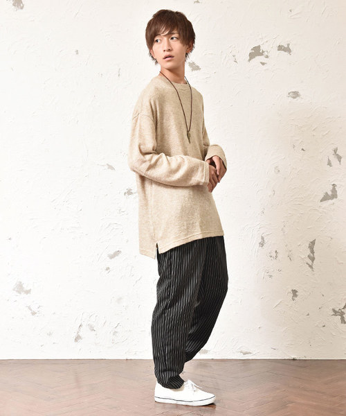 MinoriTY（マイノリティ）の「オーバーサイズクルーネックニットソー（ニット/セーター・メンズ・ブラック/ベージュ/ネイビー/カーキ/グリーン/杢グレー/ワイン・M/L）」の8枚目の写真