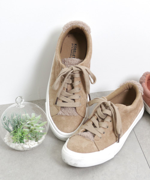 フェイクスエード×ボアスニーカー＊レディース/靴/シューズ[I1654]神戸