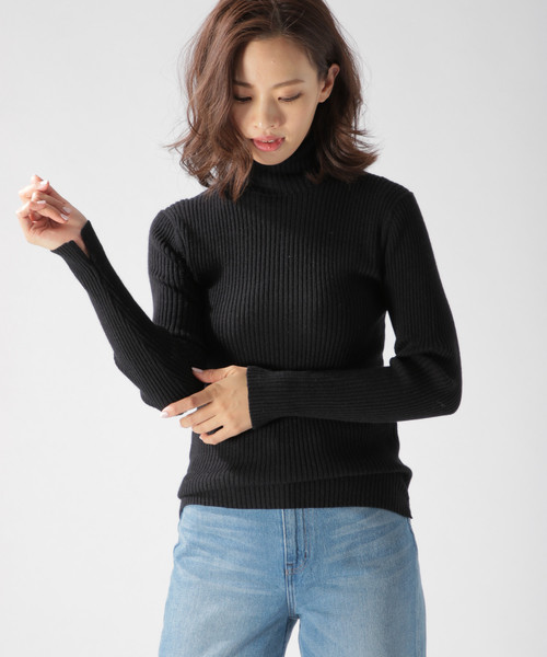 BAYFLOW(ベイフロー)の「タートルニットプルオーバー(ニット/セーター・レディース・ホワイト/ベージュ/ブラック/グレー・MEDIUM/SMALL)」の3枚目の写真