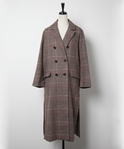 and R（アンドアール）の「サイドスリットロングコート（チェスターコート・レディース・ベージュ/ブラウン/ブラック・FREE）」の21枚目の写真