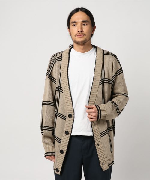 WEGO(ウィゴー)の「WEGO/チェックジャガードカーディガン(カーディガン/ボレロ・メンズ・ベージュ系その他2/ブルー系その他2・MEDIUM/LARGE)」の11枚目の写真