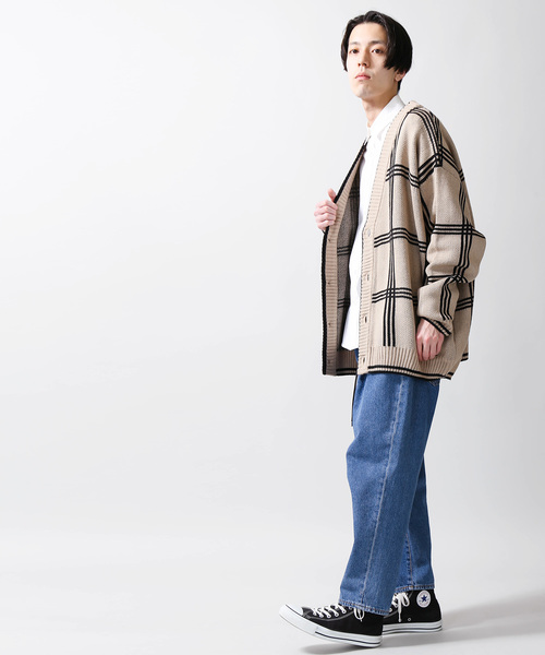 WEGO(ウィゴー)の「WEGO/チェックジャガードカーディガン(カーディガン/ボレロ・メンズ・ベージュ系その他2/ブルー系その他2・MEDIUM/LARGE)」の5枚目の写真