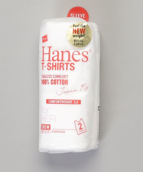 HANES(ヘインズ)の「【HANES/ヘインズ】JAPANFIT(ジャパンフィット)スリーブレス2P/無地/2枚組 Tシャツ(タンクトップ・レディース・ホワイト・MEDIUM/LARGE)」の1枚目の写真