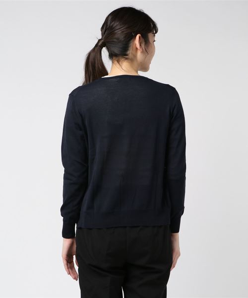 A/C DESIGN BY ALPHA CUBIC(エーシーデザインバイアルファキュービック)の「春夏カラークルーネックカーディガン(カーディガン/ボレロ・レディース・ラベンダー/ネイビー/グリーン/ピンク・M size/L size)」の7枚目の写真