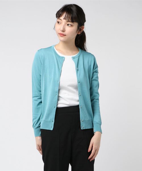 A/C DESIGN BY ALPHA CUBIC(エーシーデザインバイアルファキュービック)の「春夏カラークルーネックカーディガン(カーディガン/ボレロ・レディース・ラベンダー/ネイビー/グリーン/ピンク・M size/L size)」の8枚目の写真