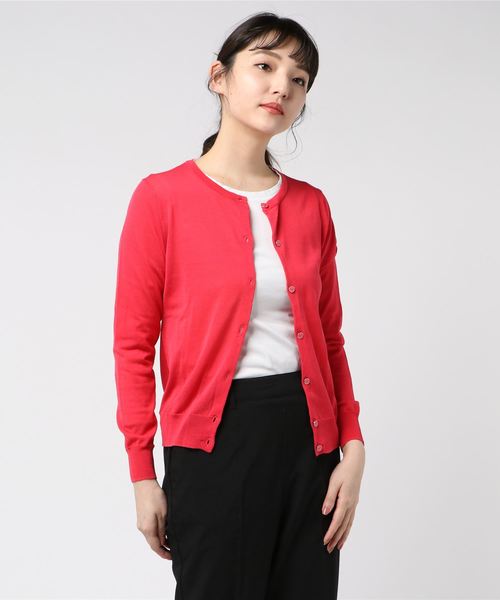 A/C DESIGN BY ALPHA CUBIC(エーシーデザインバイアルファキュービック)の「春夏カラークルーネックカーディガン(カーディガン/ボレロ・レディース・ラベンダー/ネイビー/グリーン/ピンク・M size/L size)」の14枚目の写真