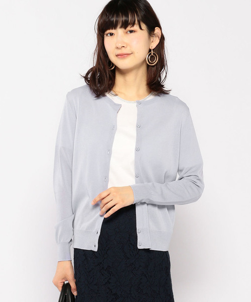 A/C DESIGN BY ALPHA CUBIC(エーシーデザインバイアルファキュービック)の「春夏カラークルーネックカーディガン(カーディガン/ボレロ・レディース・ラベンダー/ネイビー/グリーン/ピンク・M size/L size)」の5枚目の写真