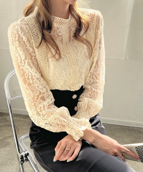 Futier land（フューティアランド）の「総レースレディトップス（Tシャツ/カットソー・レディース・ホワイト/ブラック/ベージュ/ピンク/ホワイト系その他/ブラック系その他/ベージュ系その他/ピンク系その他・MEDIUM/LARGE）」の9枚目の写真