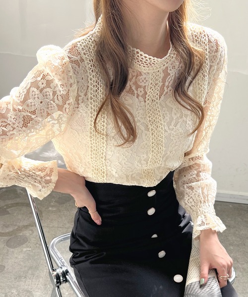 Futier land（フューティアランド）の「総レースレディトップス（Tシャツ/カットソー・レディース・ホワイト/ブラック/ベージュ/ピンク/ホワイト系その他/ブラック系その他/ベージュ系その他/ピンク系その他・MEDIUM/LARGE）」の11枚目の写真