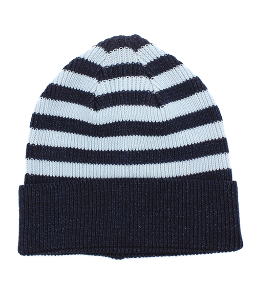 BEAMS(ビームス)の「BEAMS / インディゴ ボーダー ワッチキャップ(ニットキャップ/ビーニー・メンズ・ブルー/ネイビー・ONE SIZE)」の2枚目の写真