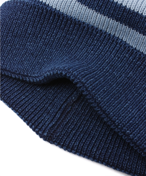 BEAMS(ビームス)の「BEAMS / インディゴ ボーダー ワッチキャップ(ニットキャップ/ビーニー・メンズ・ブルー/ネイビー・ONE SIZE)」の6枚目の写真