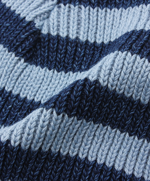 BEAMS(ビームス)の「BEAMS / インディゴ ボーダー ワッチキャップ(ニットキャップ/ビーニー・メンズ・ブルー/ネイビー・ONE SIZE)」の3枚目の写真