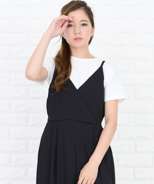 Lace Ladies(レースレディース)の「カシュクール風ゆったりワイドパンツサロペット オールインワン・パンツ(つなぎ/オールインワン・レディース・ブラック・S/M/L/XL)」の17枚目の写真