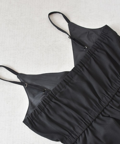 Lace Ladies(レースレディース)の「カシュクール風ゆったりワイドパンツサロペット オールインワン・パンツ(つなぎ/オールインワン・レディース・ブラック・S/M/L/XL)」の7枚目の写真